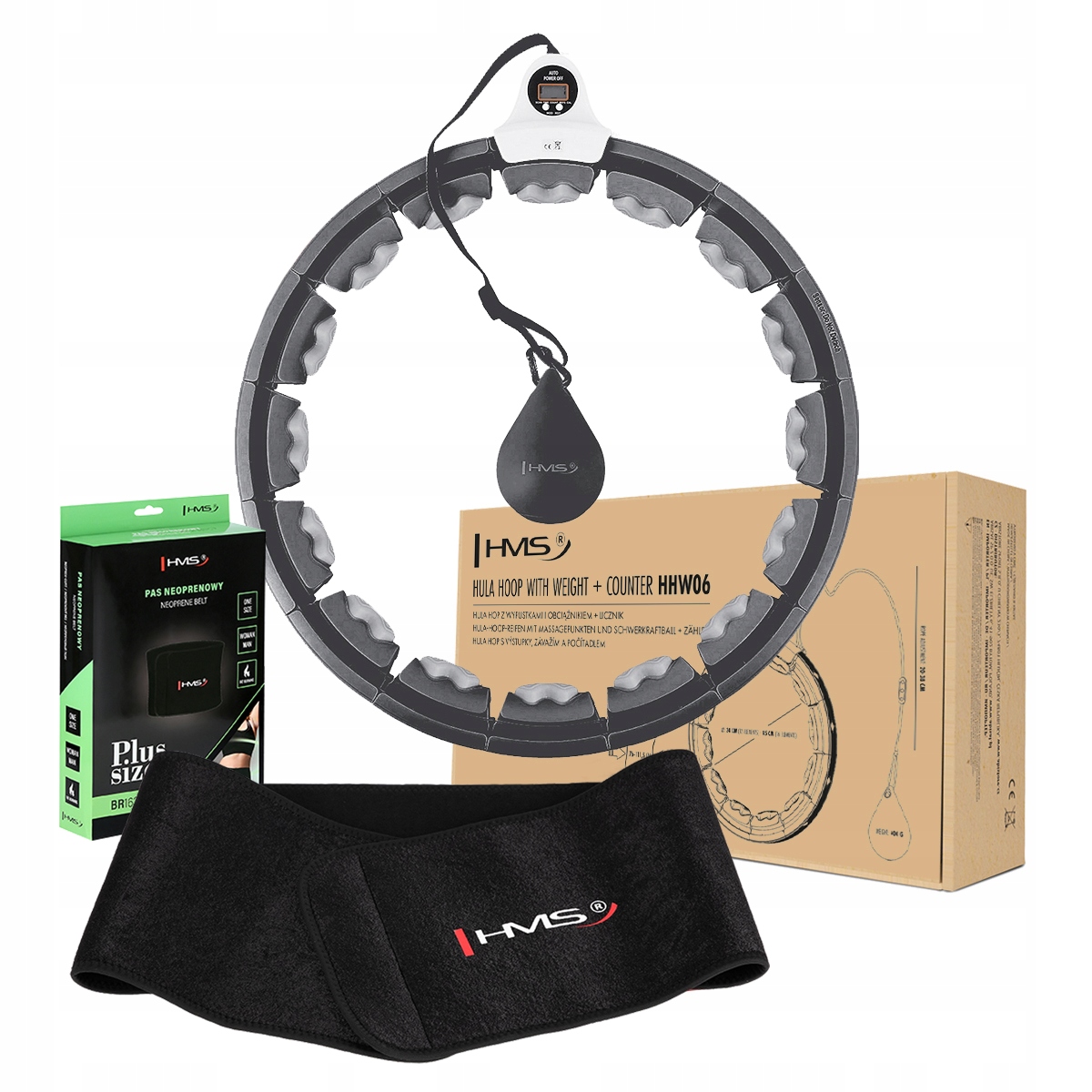 HULA HOP Z OBCIĄŻNIKIEM +LICZNIK, PAS HMS HHW06
