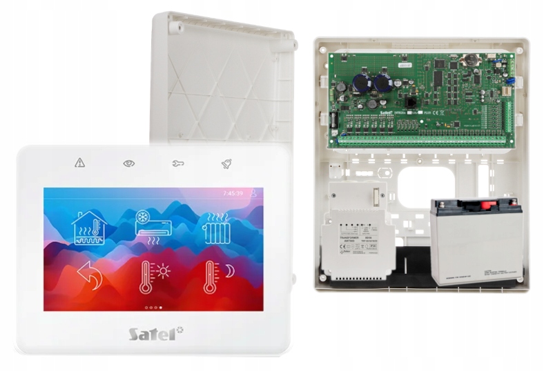 Zestaw Alarmowy Satel Integra 128 Plus Aku Alarm Manipulator Dotyk 4,3" LCD