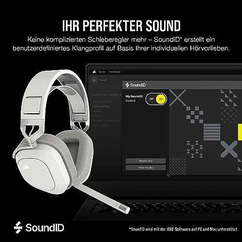 CORSAIR HS80 MAX BEZPRZEWODOWE SŁUCHAWKI GAMINGOWE BIAŁE — miniatura 7