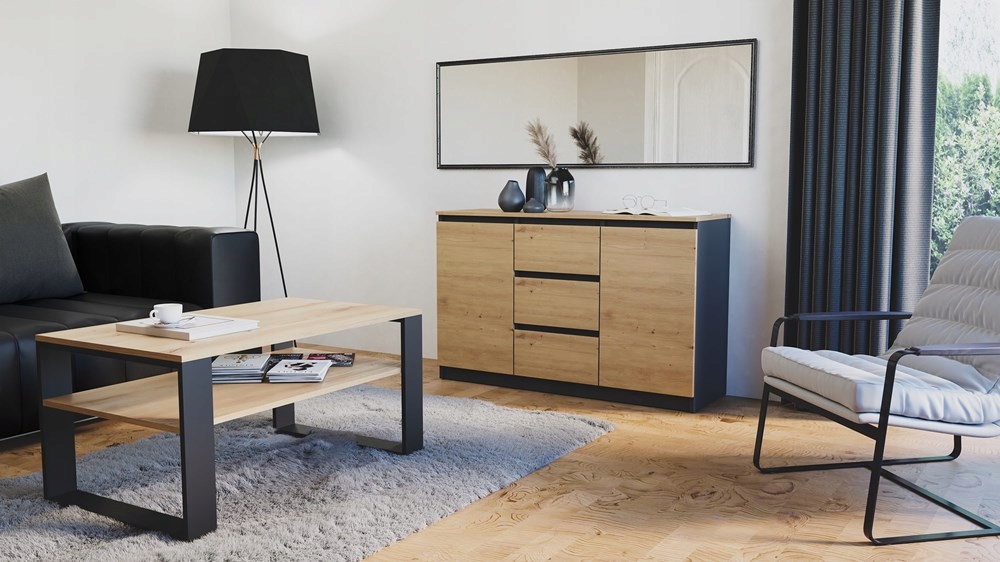 KOMODA 120 cm SZAFKA SZUFLADY DRZWI POJEMNA NOWOCZESNA ARTISAN ANTRACYT Kod producenta KOMODA 120 cm SZAFKA SZUFLADY DRZWI