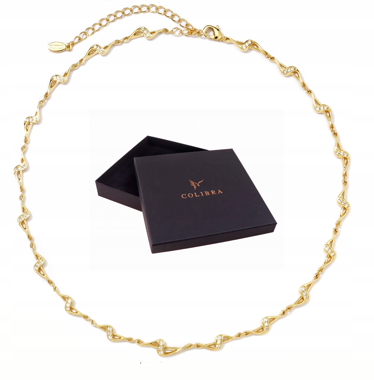 Zlatá Kolie Náhrdelník Jemný s Krystaly Elegantní jako Dárek Colibra