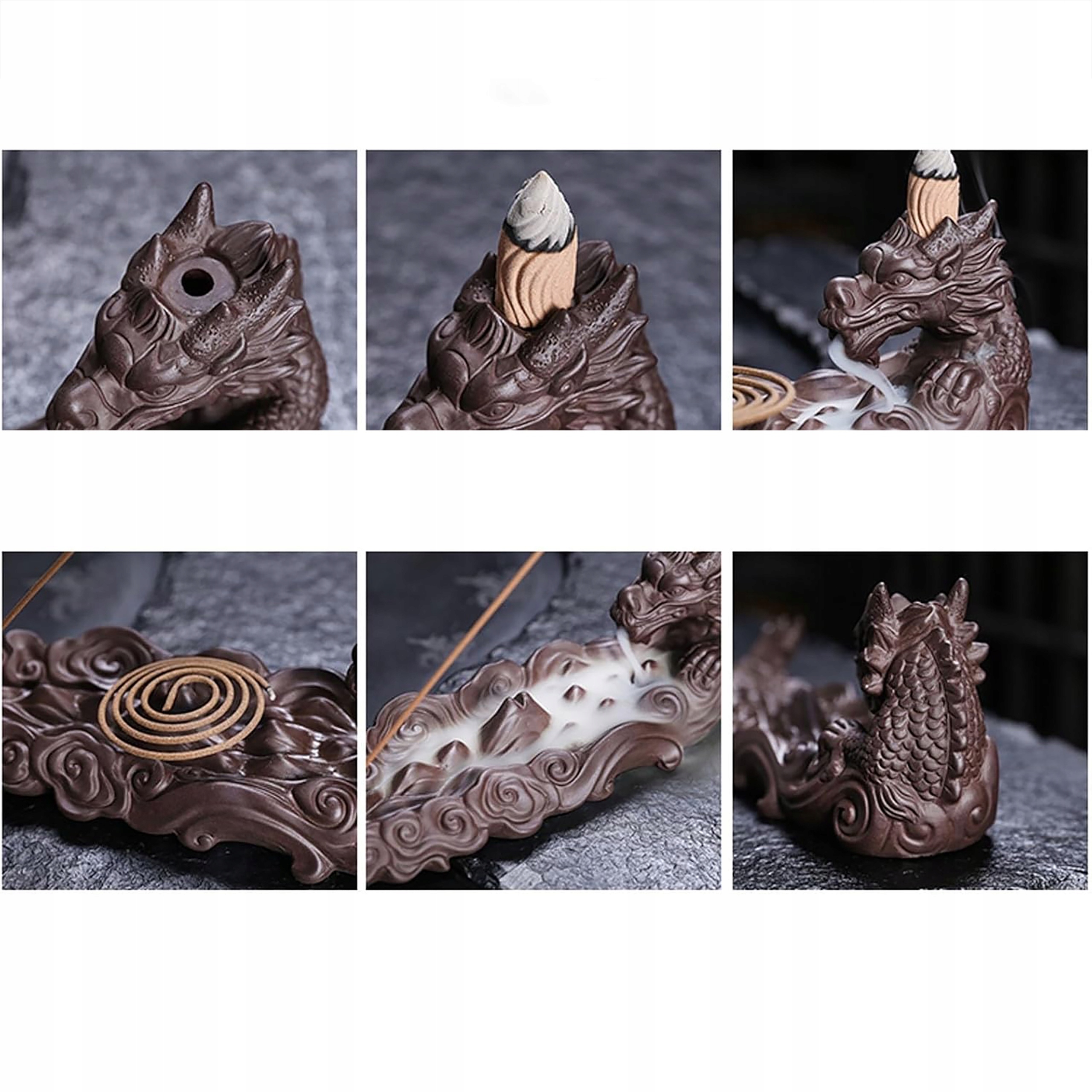 Kominek podstawka do kadzidełek backflow wodospad, smok, kadzielnica Materiał inny