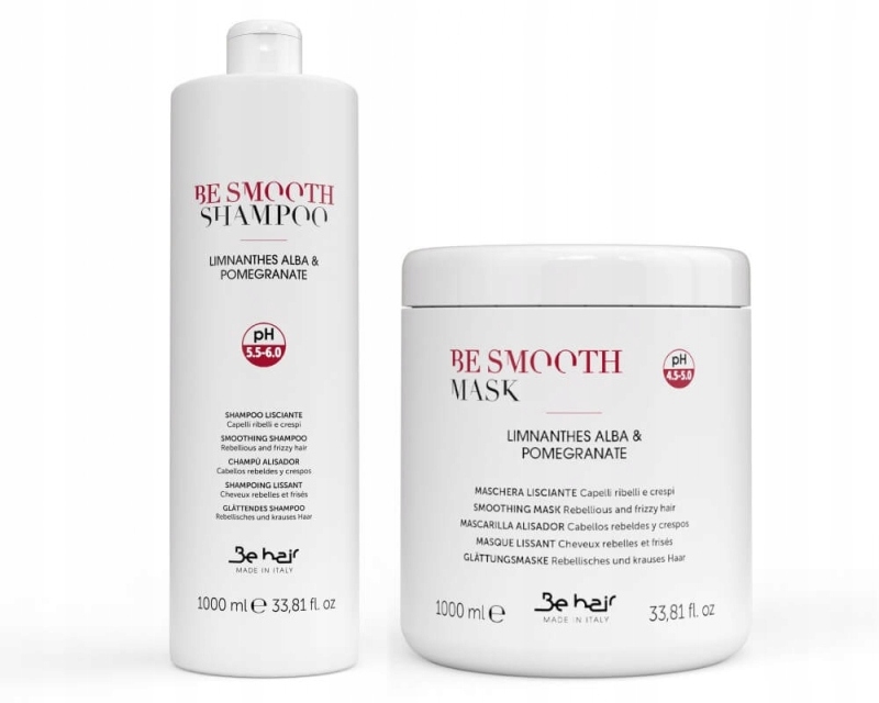 Zestaw Mocno Wygładzający Włosy Szampon Maska Be Hair Be Smooth 2 x 1000ml