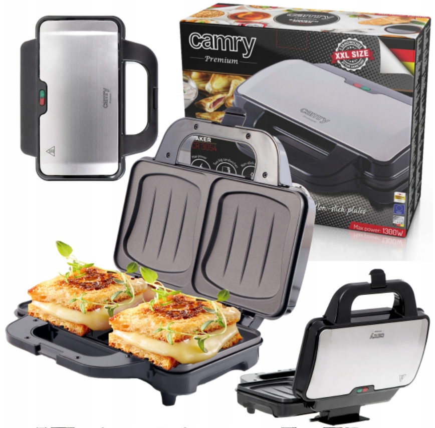 Opékač Sendvičů Toustovač XXL 1300 W Camry 28x15 cm