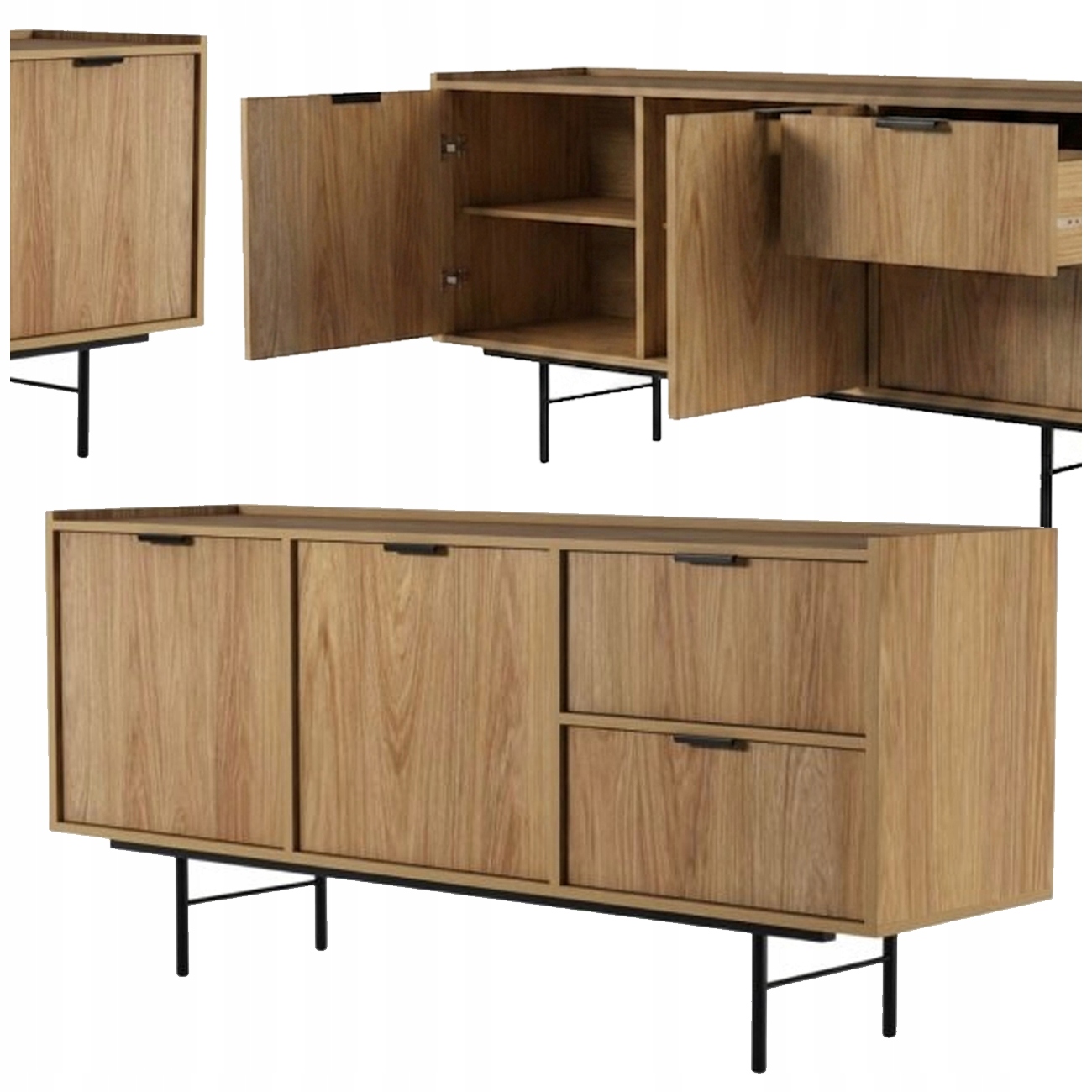 SZAFKA RTV SZAFKA POD TELEWIZOR STOJĄCA CZARNE NOGI 123CM DĄB CREMONA