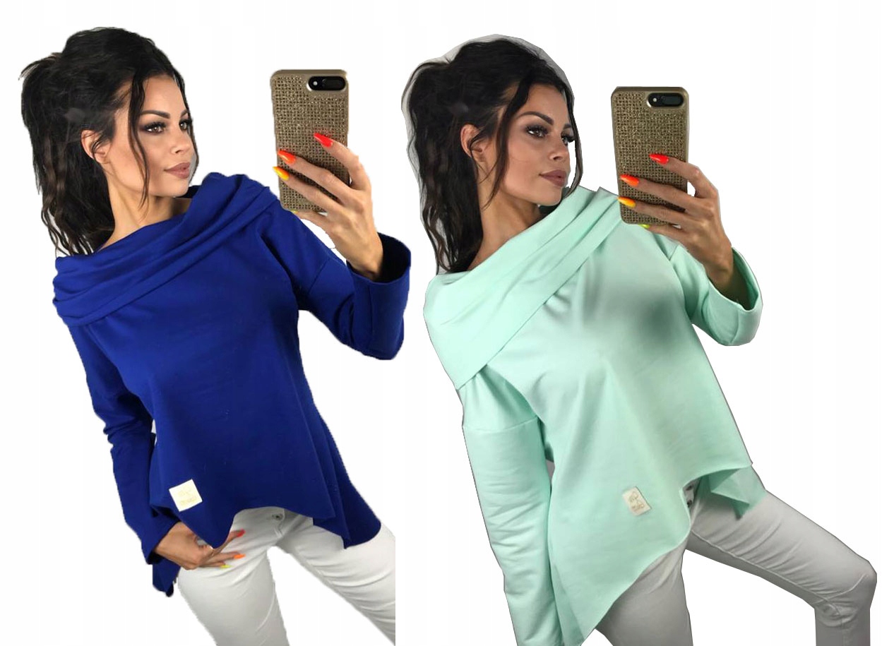 

Asymetryczna Tunika Bluza Sukienka Komin Kaptur L