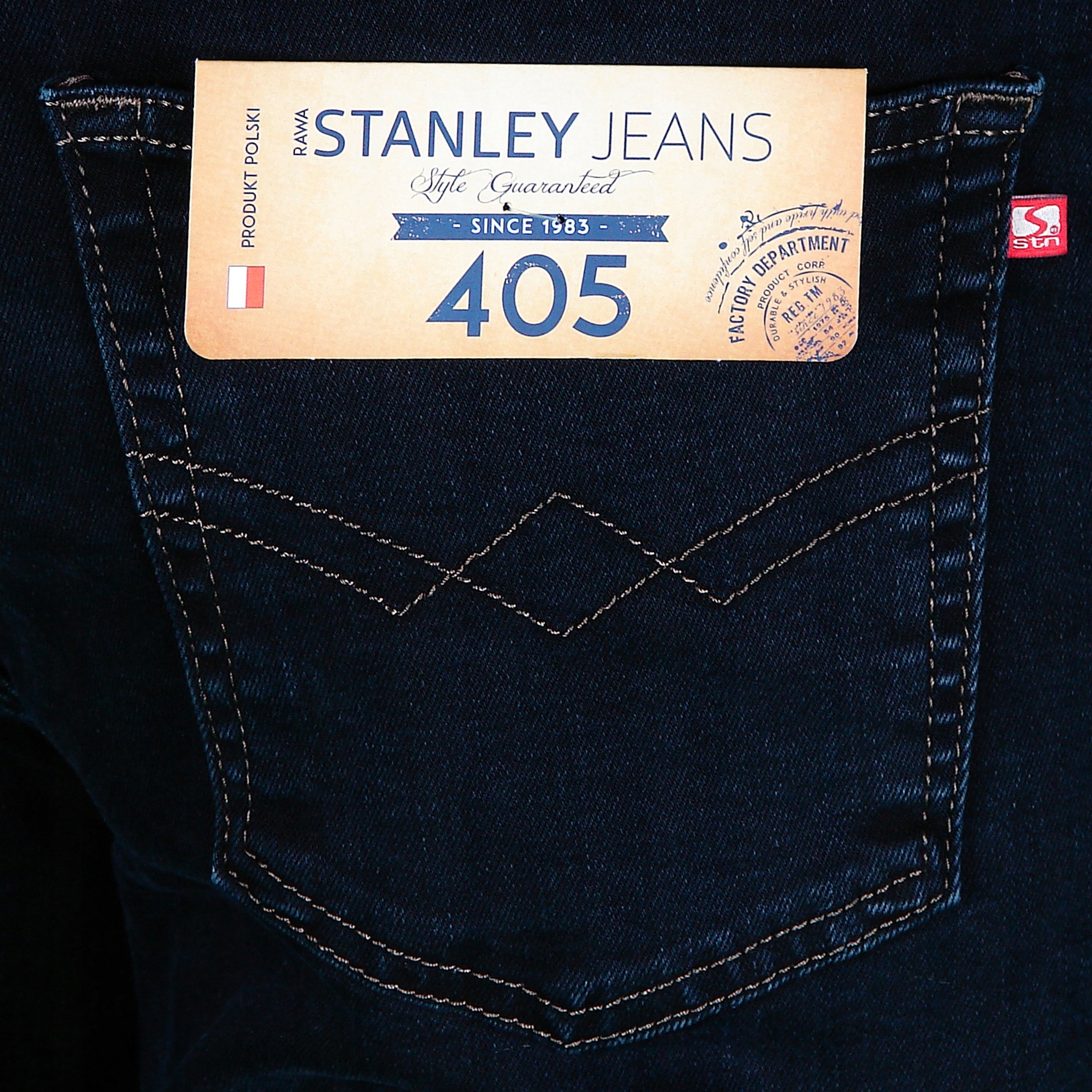 SPODNIE MĘSKIE STANLEY 405/045 W42 L32 W110-112cm Długość nogawki długa