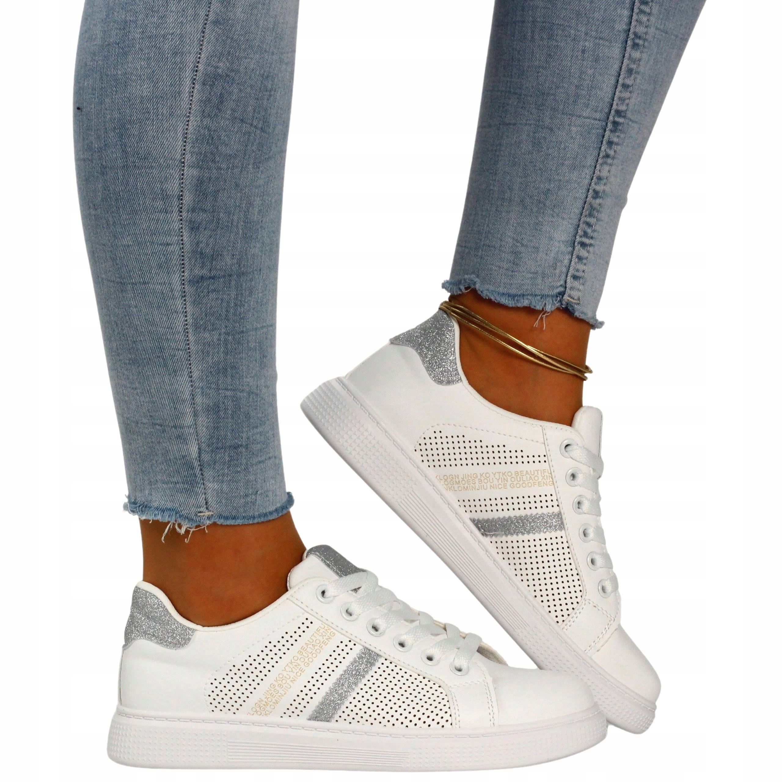 bílo-stříbrné dámské sportovní tenisky Adidasy Boty Sneakersy platforma 39