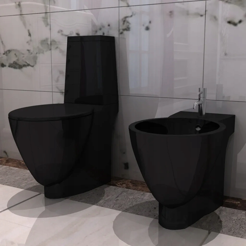 Petrashop Keramické Wc a bidet černé Černý 270567
