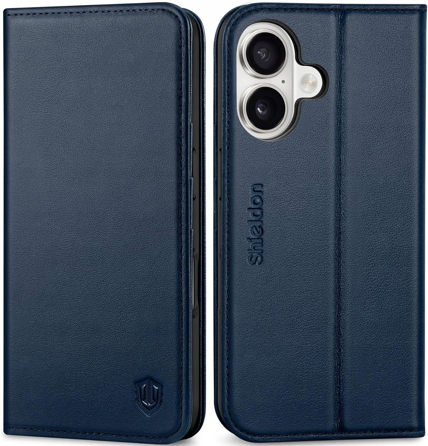 flipové pouzdro Peněženka Shieldon pro iPhone 16 Přírodní hovězí kůže