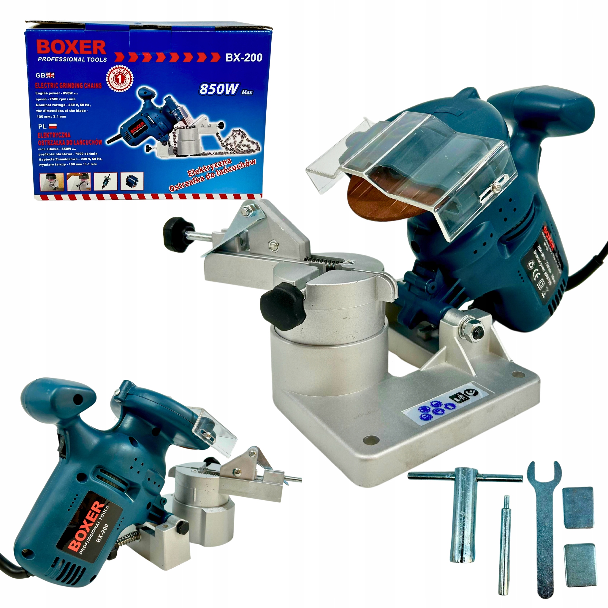 OSTRZAŁKA do łańcuchów ELEKTRYCZNA 850W +metalowe IMADŁO +TARCZA 100mm