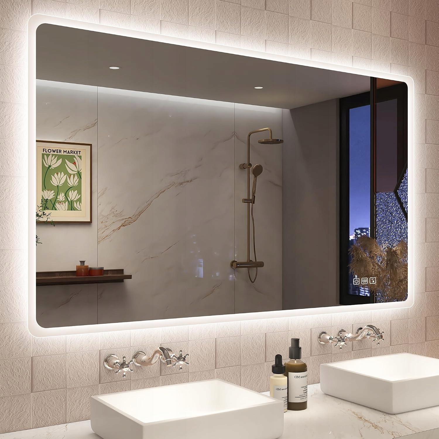 Lustro łazienkowe Led 120x70 cm Bluetooth ściemniane Starlead