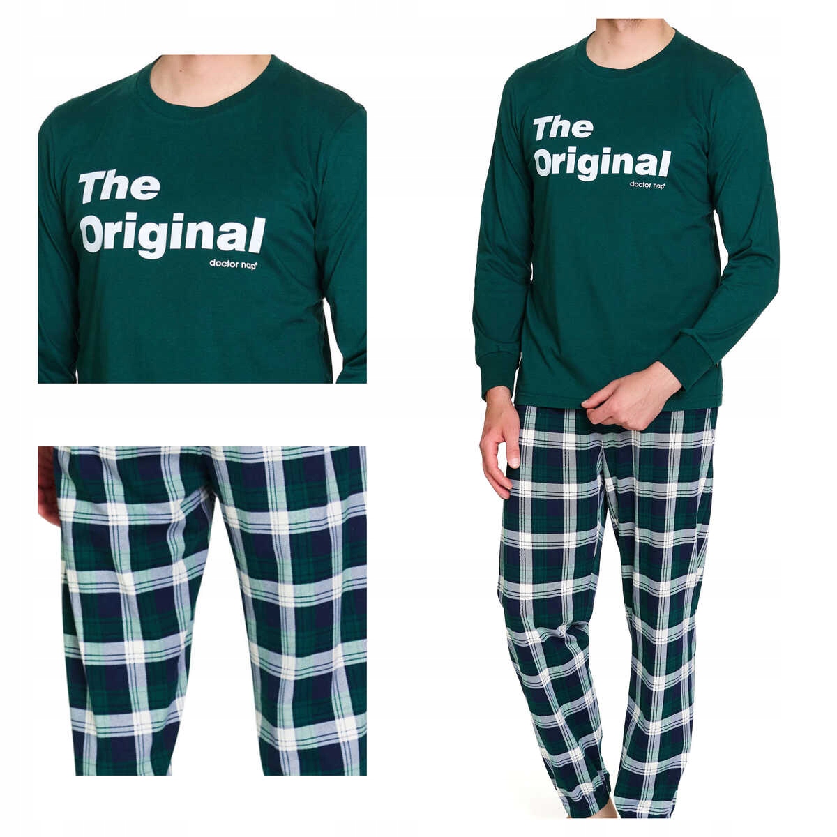 Doctornap Pánské bavlněné pyžamo s dlouhým rukávem Pmb 7341 emerald plus 2XL