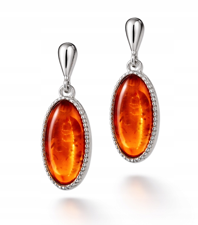 Klasické Stříbrné Náušnice S Jantarem