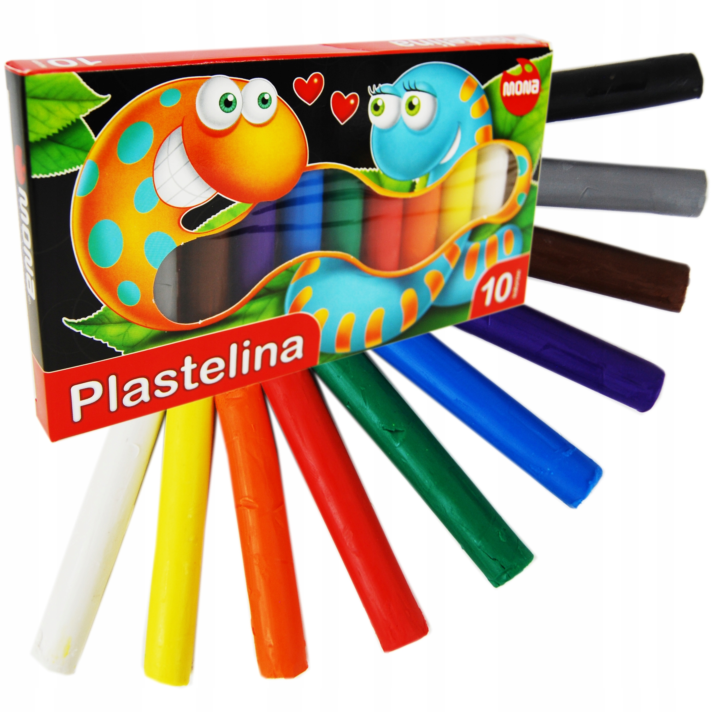 PLASTELINA MONA 10 KOLORÓW SZKOLNA OKRĄGŁA 0036