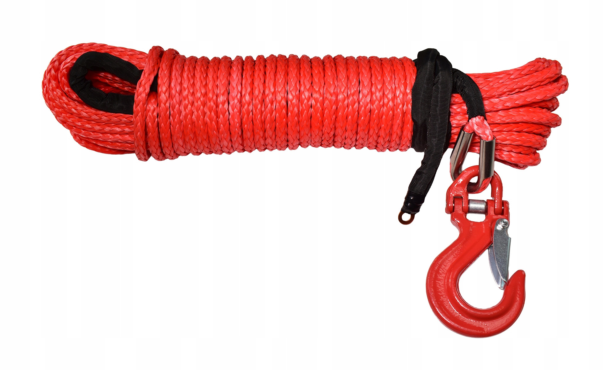 Syntetické lano pre navijak 10 mm x 28 m Hak farba červená