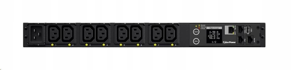 CyberPower Rack Pdu, prepínaná, 1U, 16A, (8)C13, IEC-320 C20 PDU41005