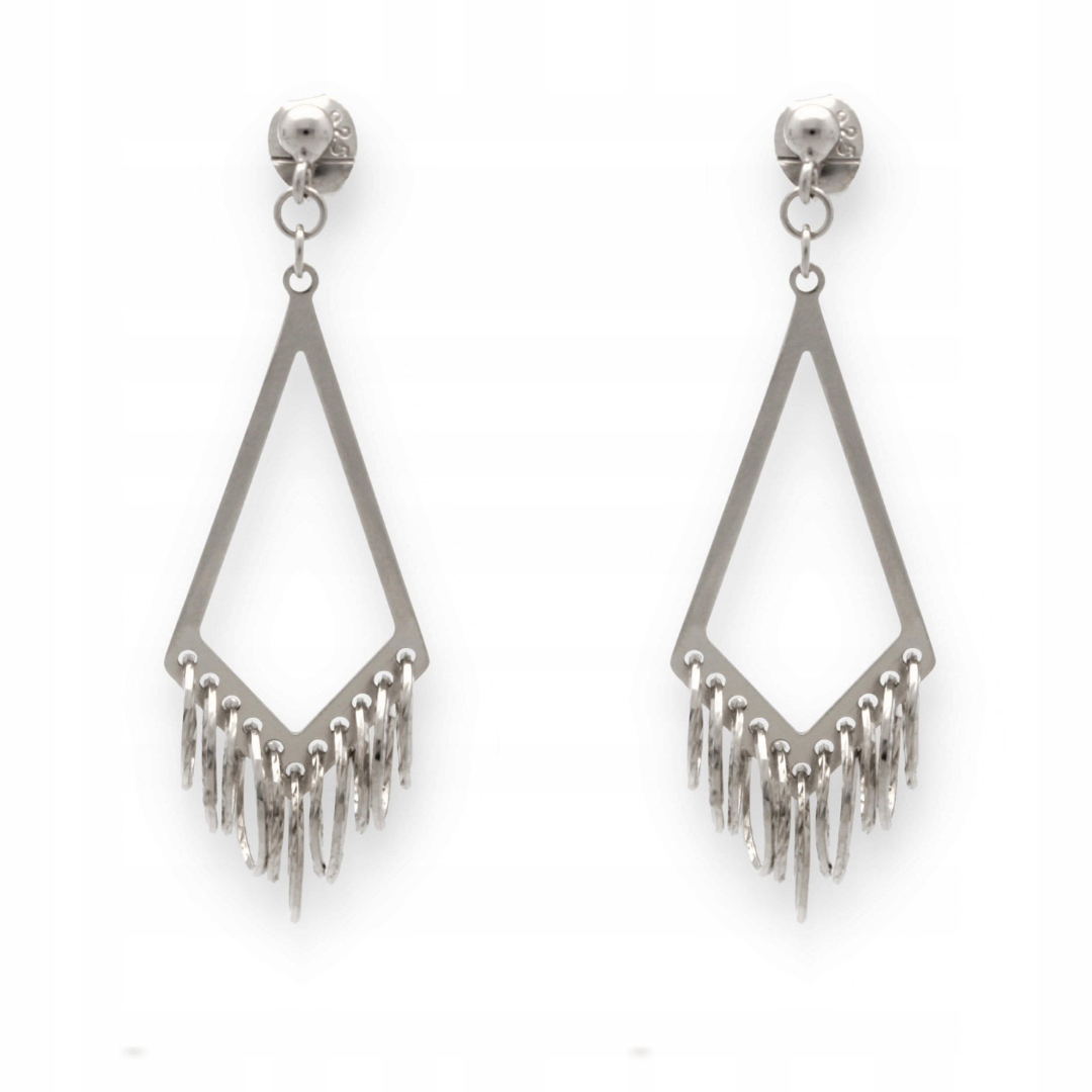 Stříbrné náušnice s visícím kosočtvercem ryzost 925