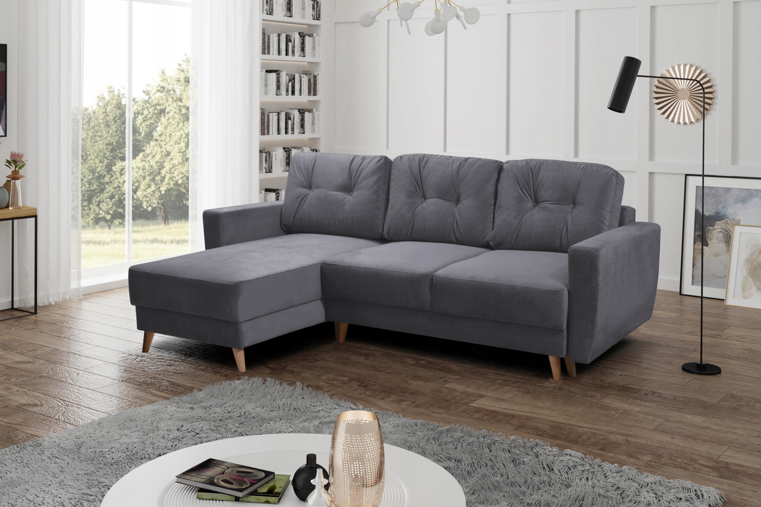 Narożnik skandi rozkładany CAPRI - szary