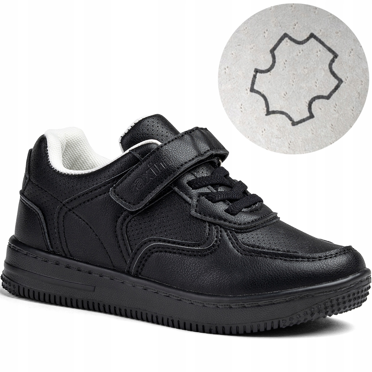 Obuwie sportowe w.SKÓRA sneakersy lekkie czarne Rzep Axim 36