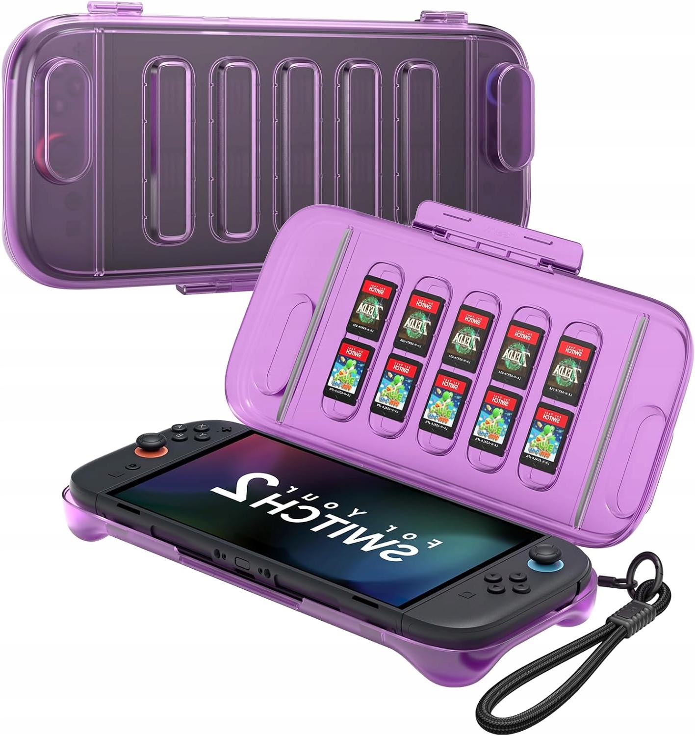 ETUI SWITCH 2 2025 OCHRONNE Z GNIAZDEM NA KARTY SMUKLE LEKKIE FIOLETOW