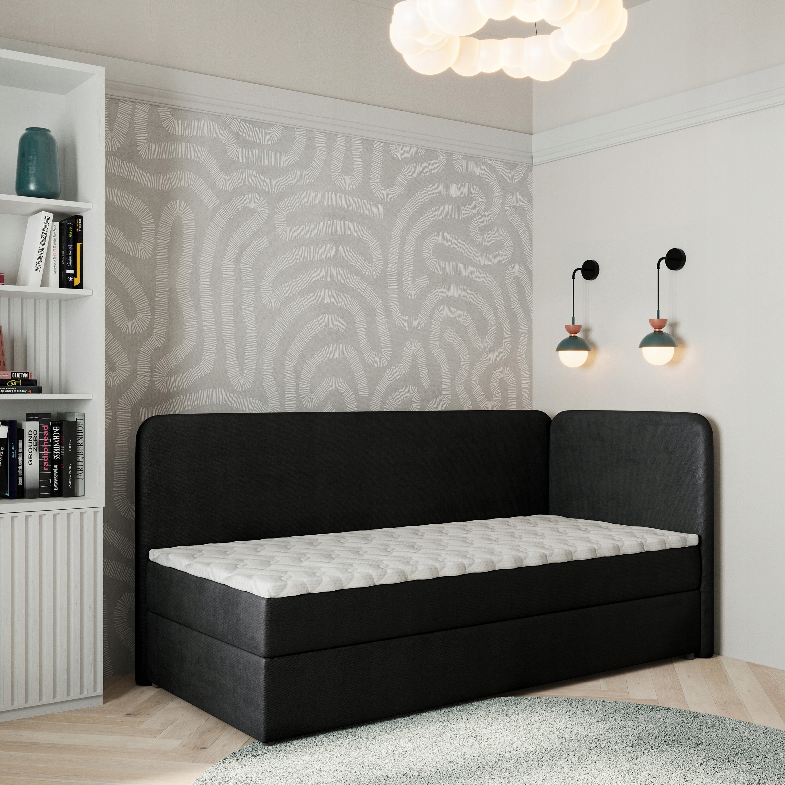 Postel Pro Mláděž Gina 90x200 cm s matrací, jednolůžko, černá