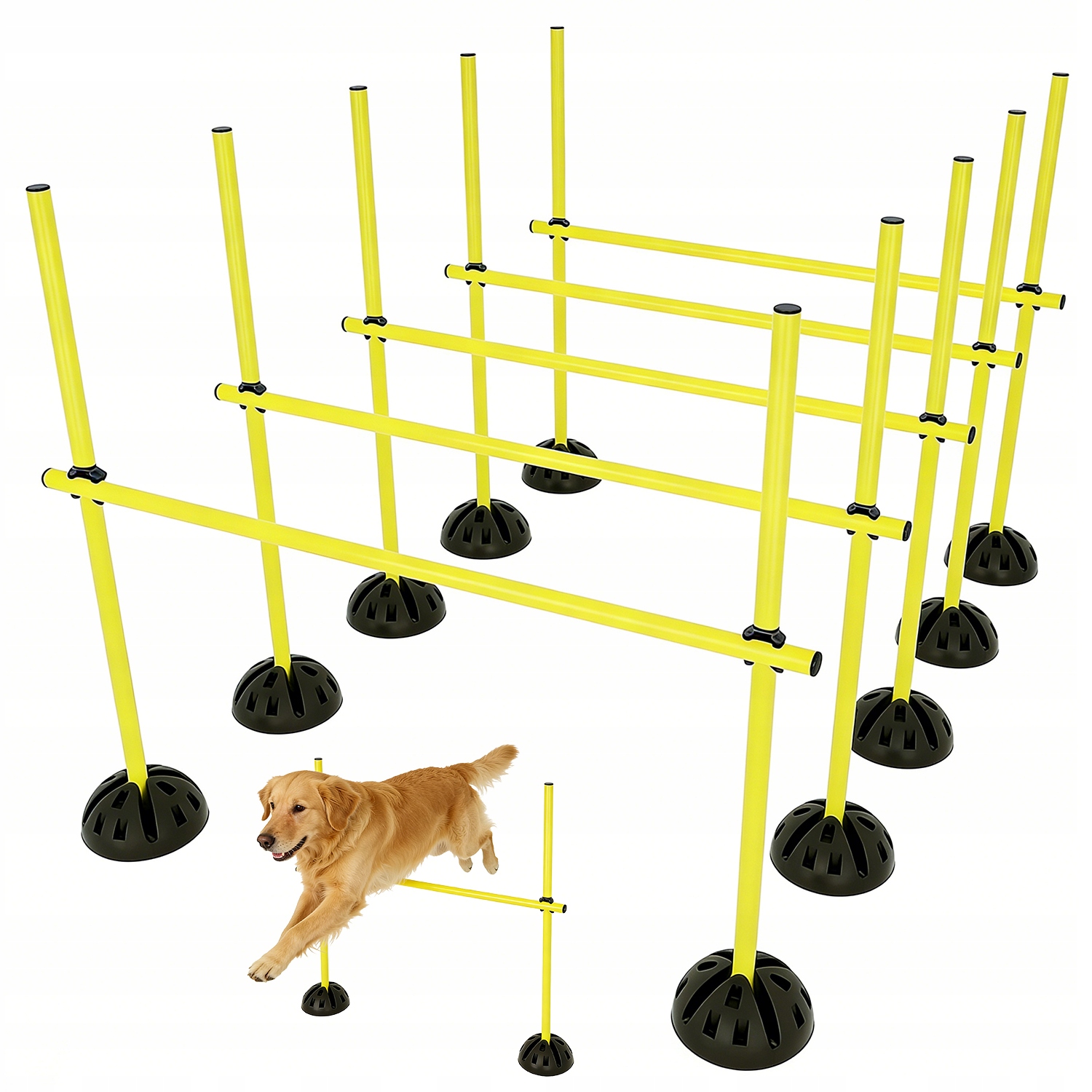 5 Ks Tréninkových Plotů S Nastavitelnou Tyčí 100 CM Základna A Spojka