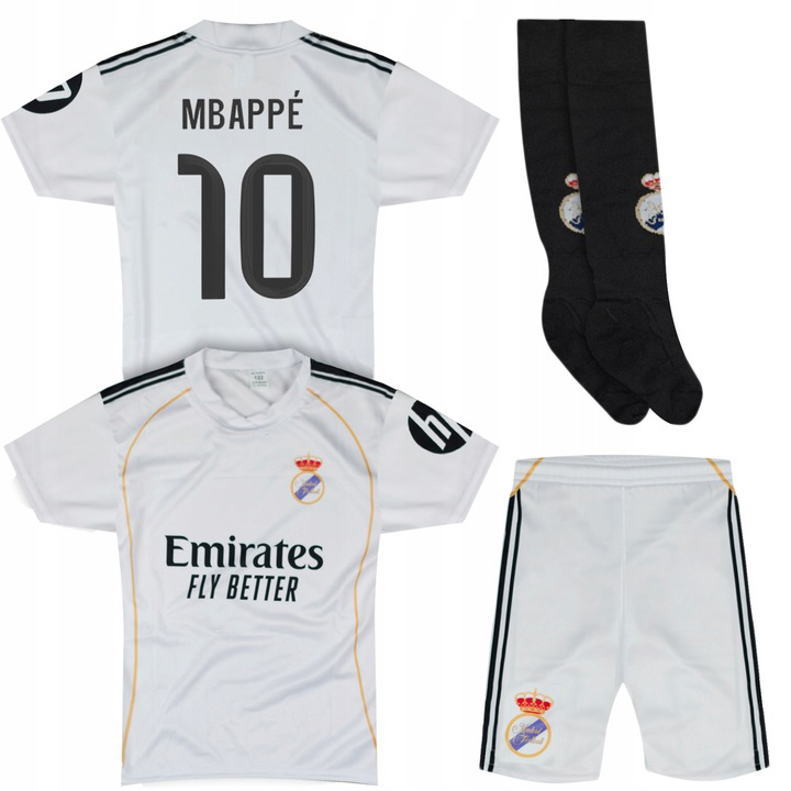 Strój piłkarski z getrami zestaw 3w1 komplet Mbappe 146 cm