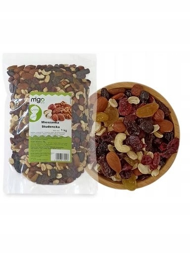 2x MIGOgroup Studentská Směs 1KG mix sušeného ovoce a ořechů