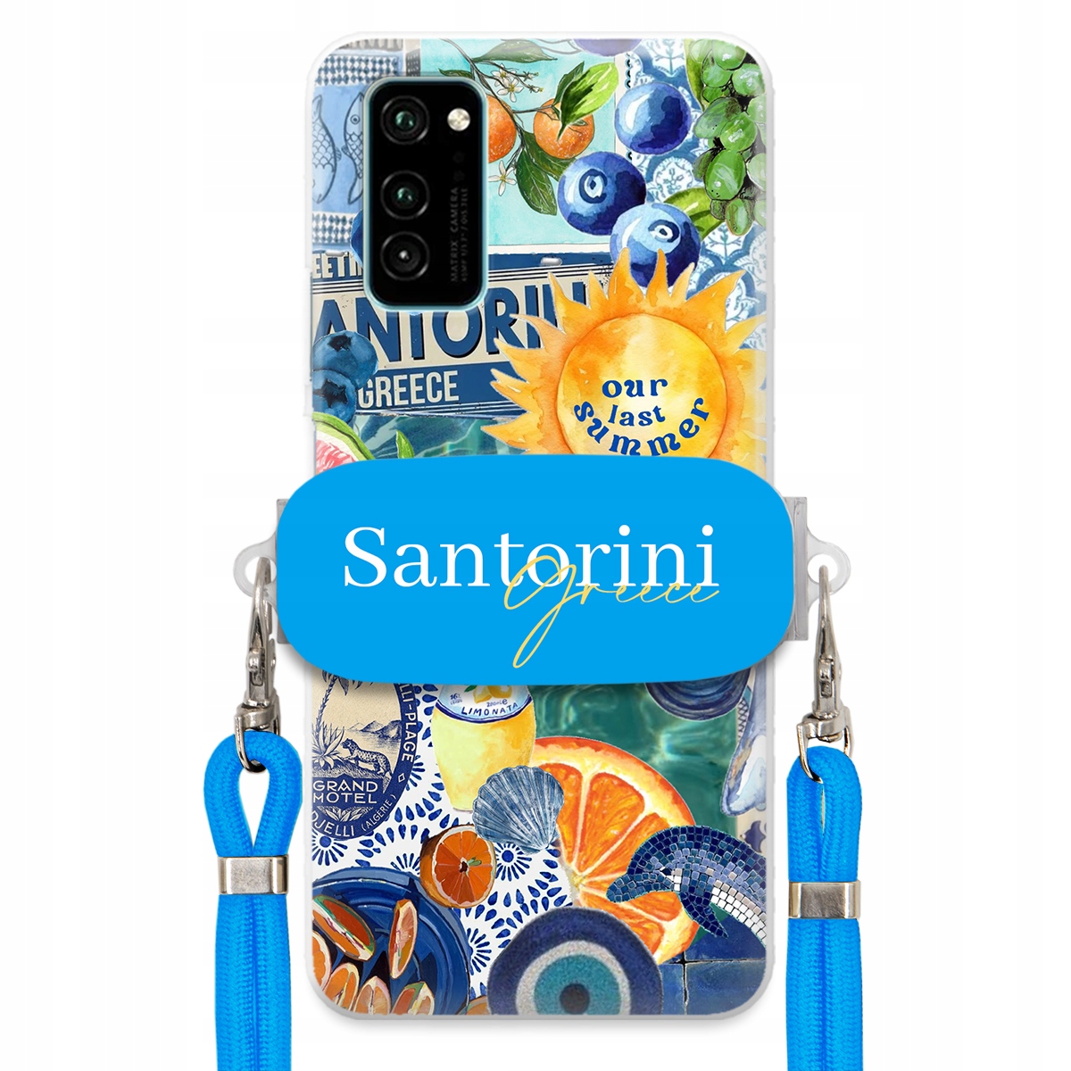 Puzdro pre Huawei Honor V30 Modré Crossbody vodítko držiak Santorini Sea
