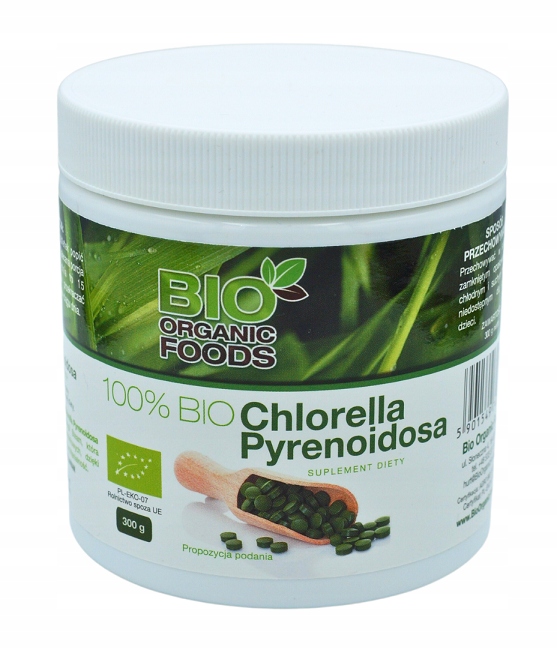 Chlorella Pyrenoidosa Bio (250 mg) 1200 Tabletek Bio Organic Foods