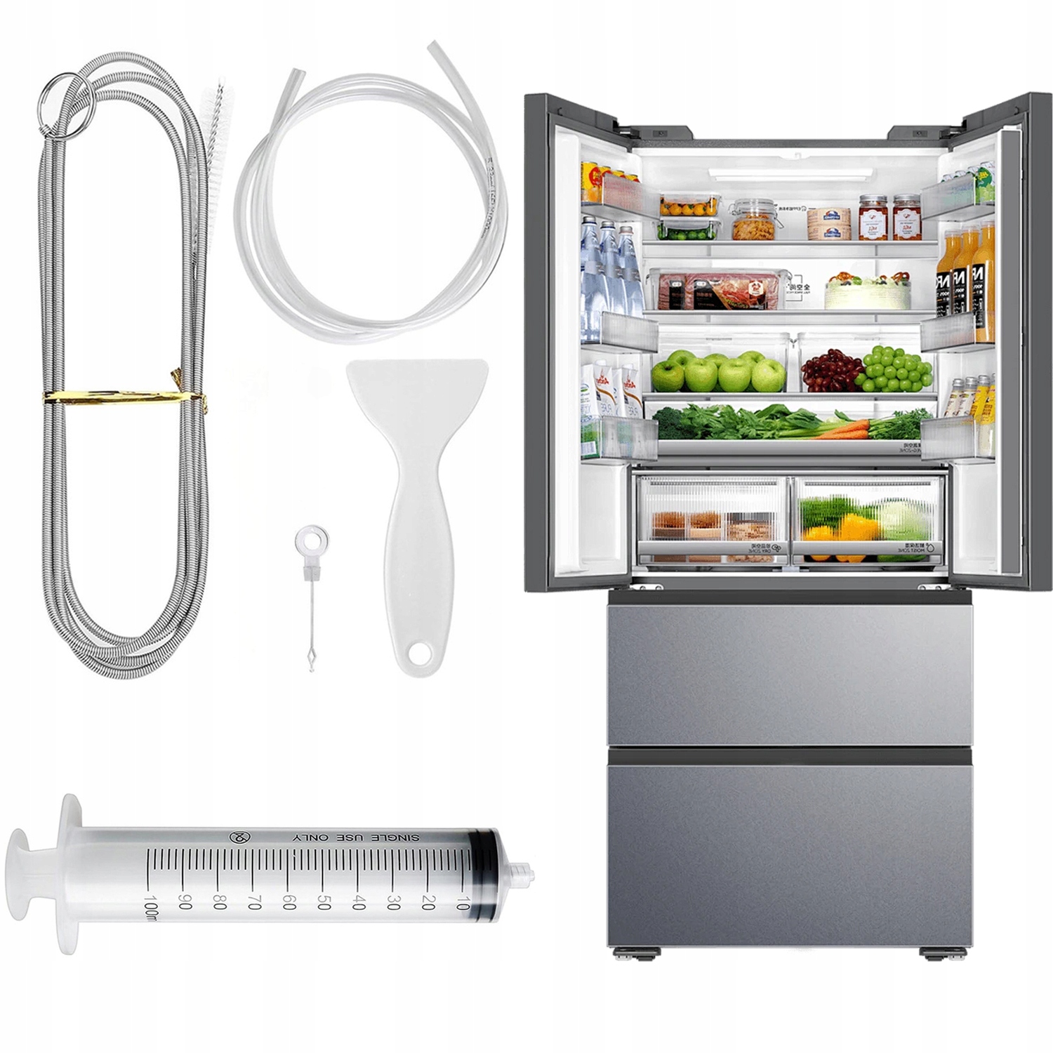 Levně sada na čištění chladničky čistící nástroj na odtokový kanálek, kartáček na čištění hadice