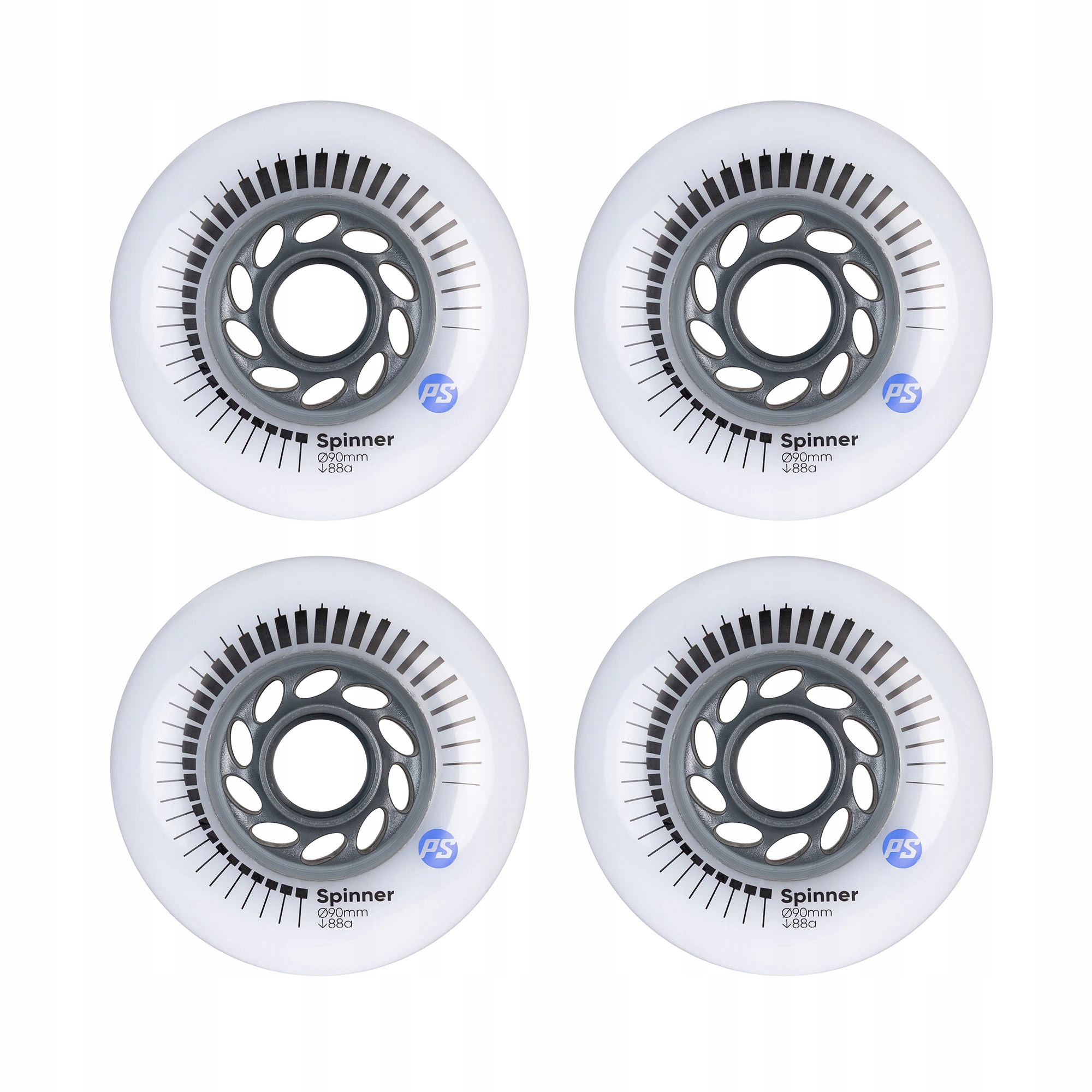 Kolečka pro kolečkové brusle Powerslide Spinner Shr 90mm/88a Bílá sada 4 kusů