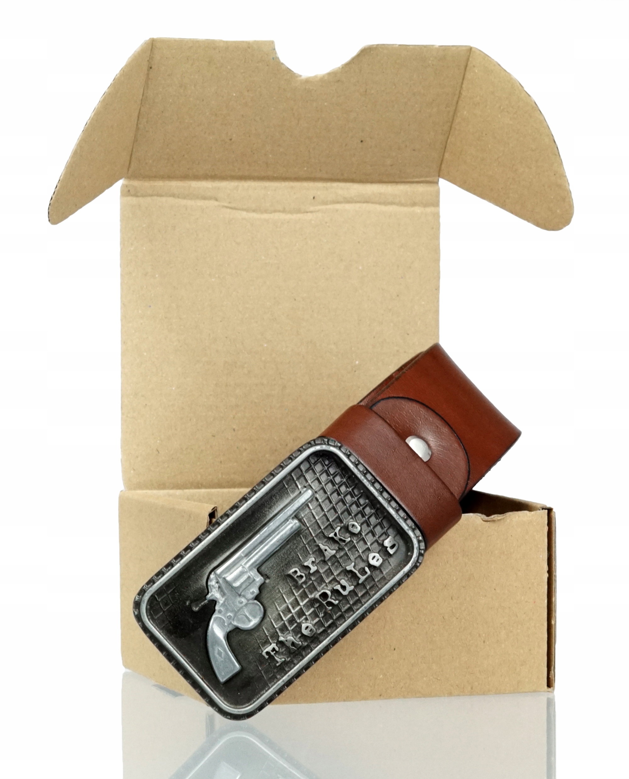 SKÓRZANY MĘSKI PASEK BLAKARDO 4CM BRĄZOWY PISTOLET Marka BLAKARDO