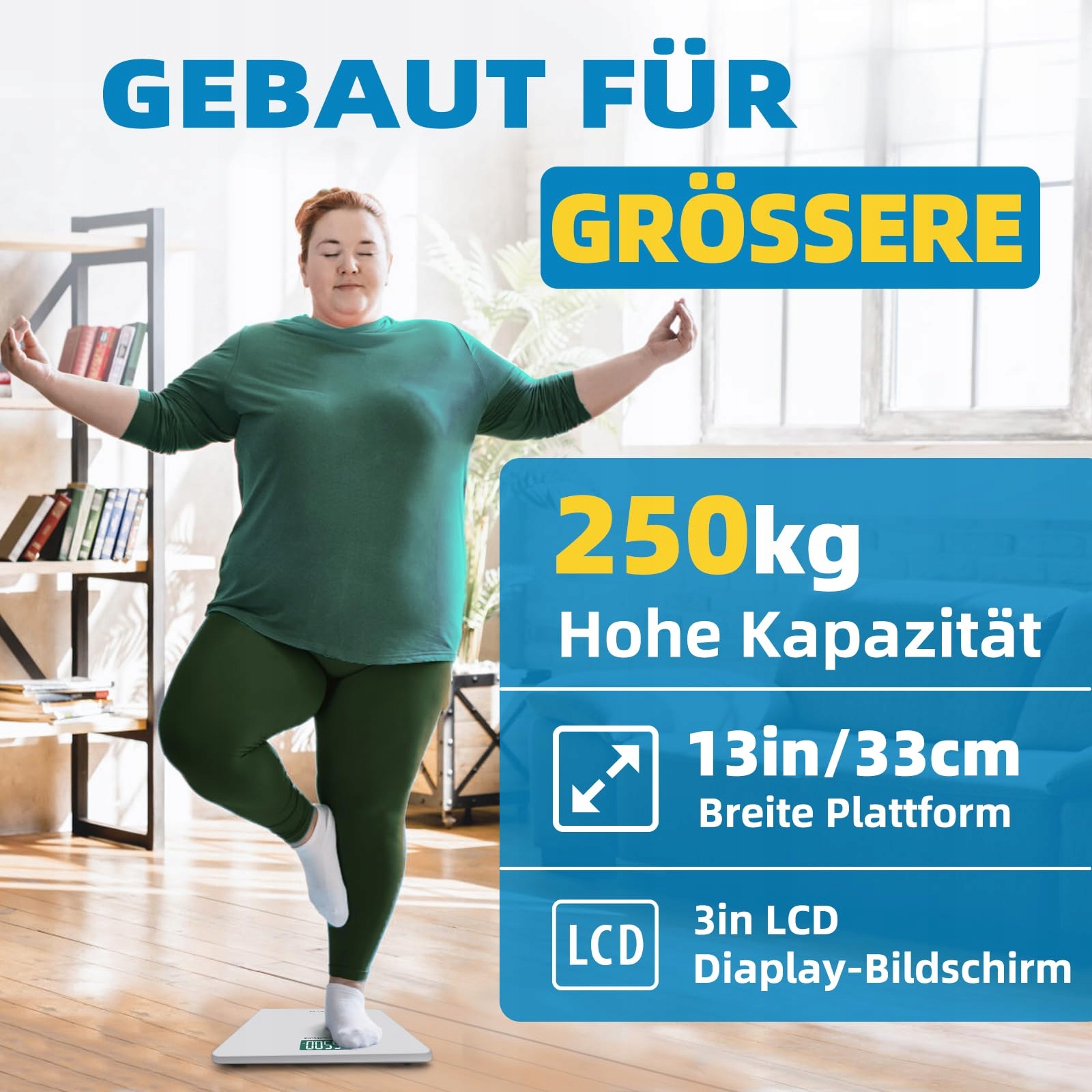 LEPULSE S5 Waga Cyfrowa 250kg Bluetooth BMI Aplikacja Szeroka Platforma — miniatura 3