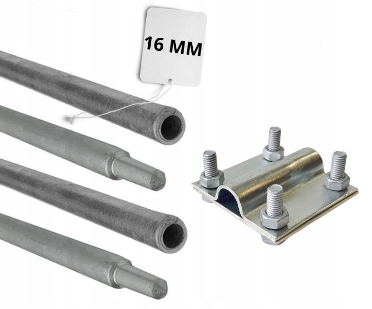 Uziom Szpilka Pręt Wbijany Kompletny 6M Złącze Drut-bednarka 4x1.5M FI16
