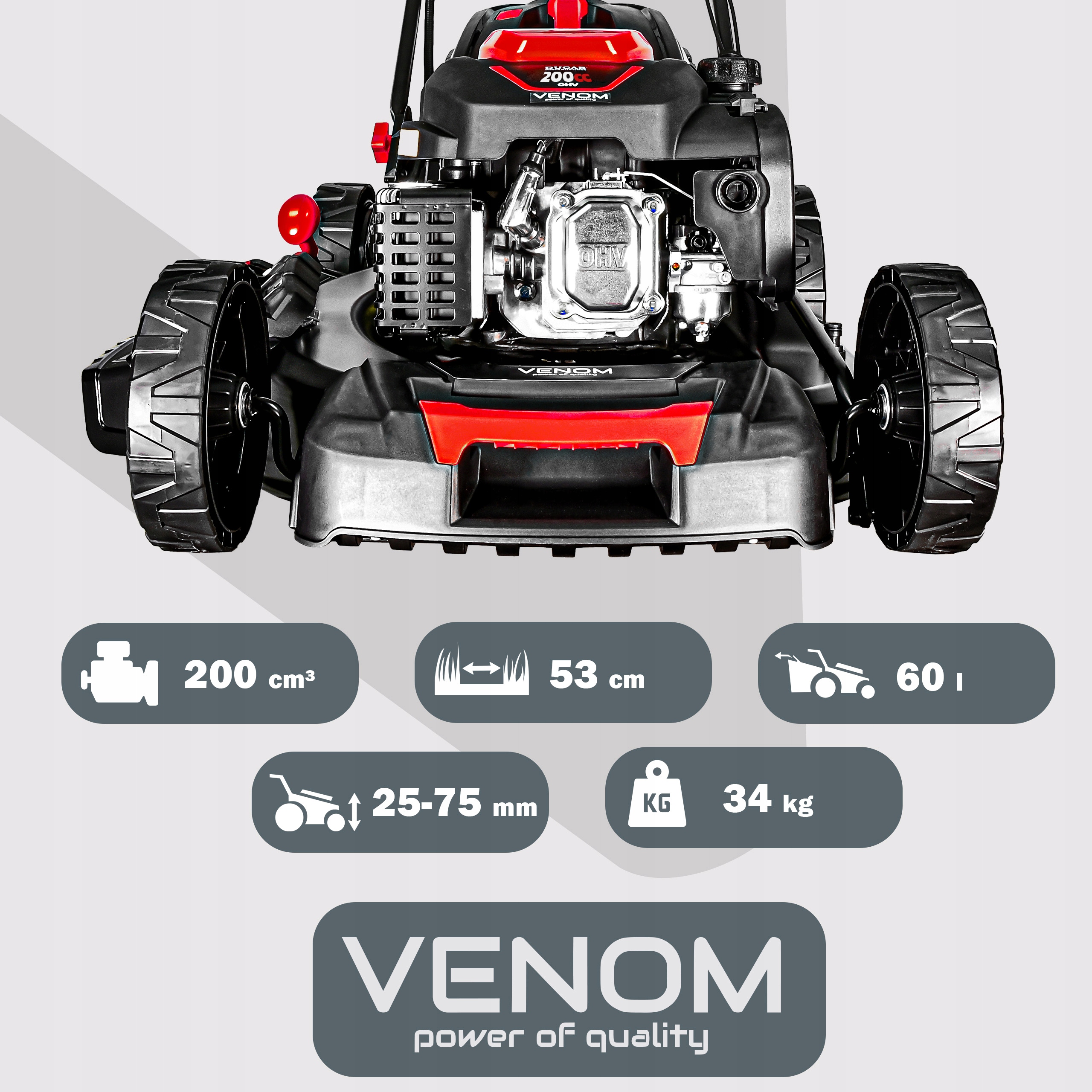 MOCNA KOSIARKA SPALINOWA Z NAPĘDEM 53 CM SILNIK 200CC ODPALANIE NA PRZYCISK Kod producenta LMS 53-200E II