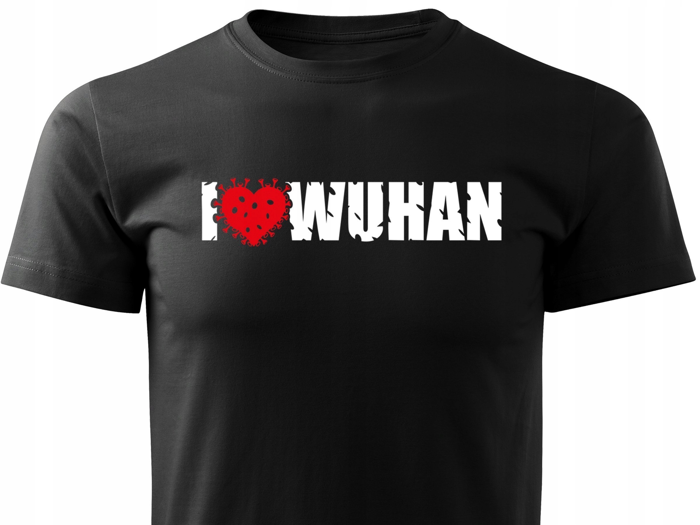 

Koszulka T-shirt z nadrukiem I Love Wuhan czarna