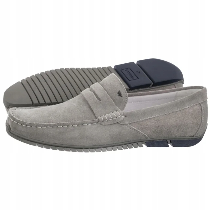 Boty Mokasíny Semišové Nazouvací Pánské Wojas Popelavá 10191-60 Šedá