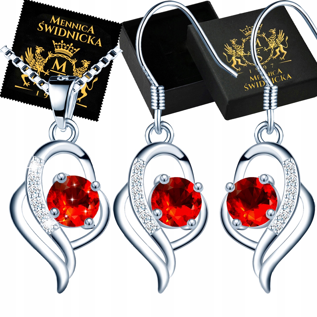 

Damski Naszyjnik Kolczyki Komplet Srebro