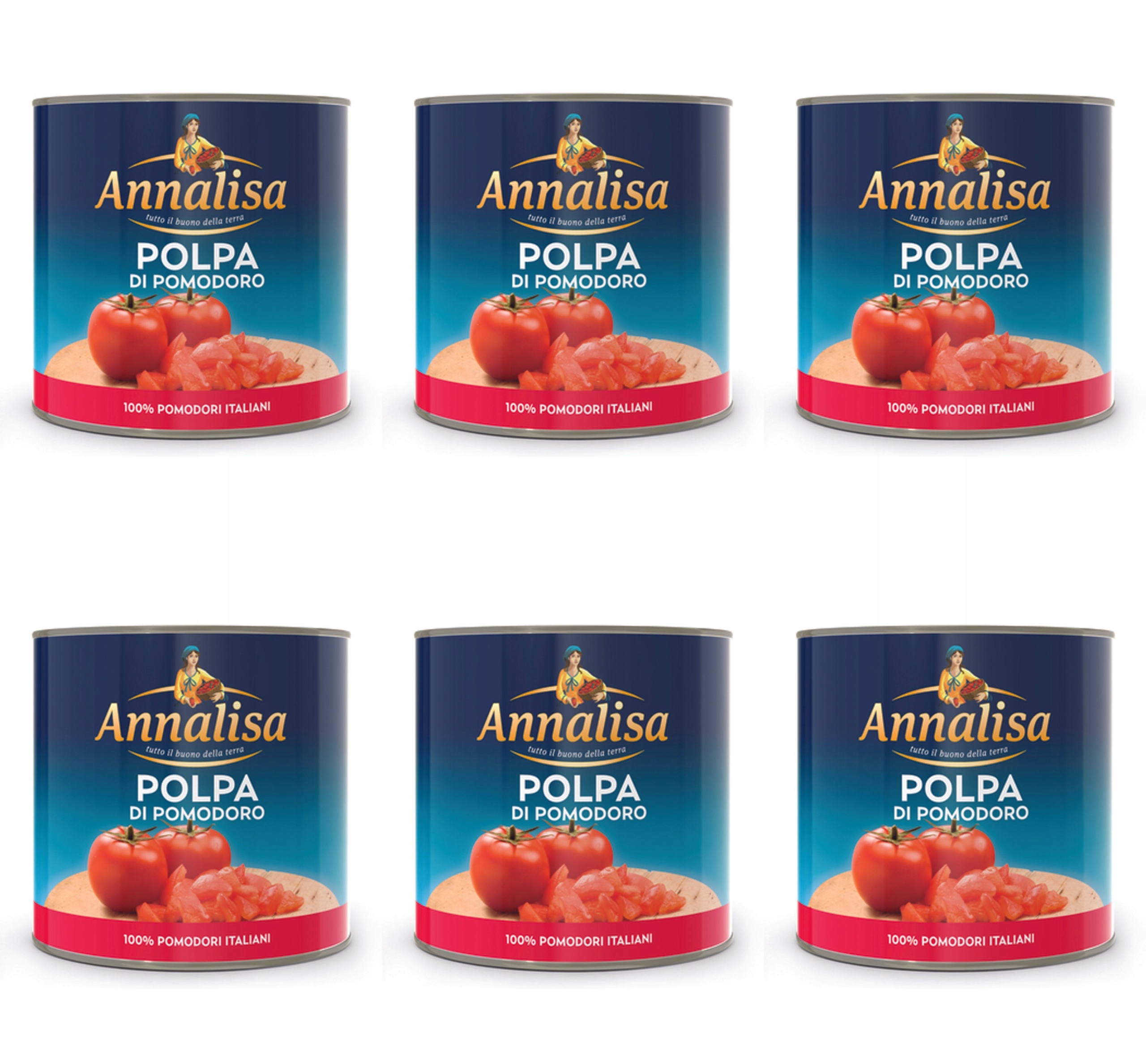 Rajčatová Polpa, krájená rajčata 2,5 kg Annalisa X6