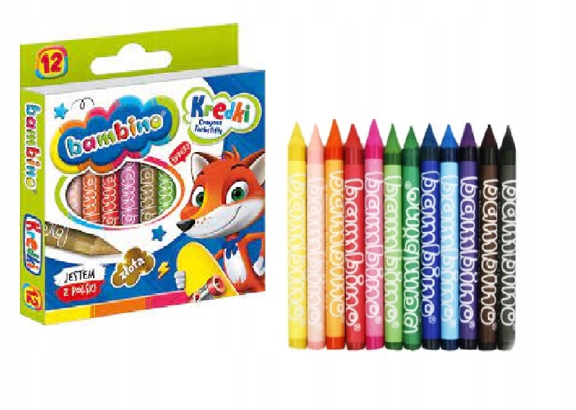 

Kredki Bambino Szkolne Świecowe Woskowe 12 kol