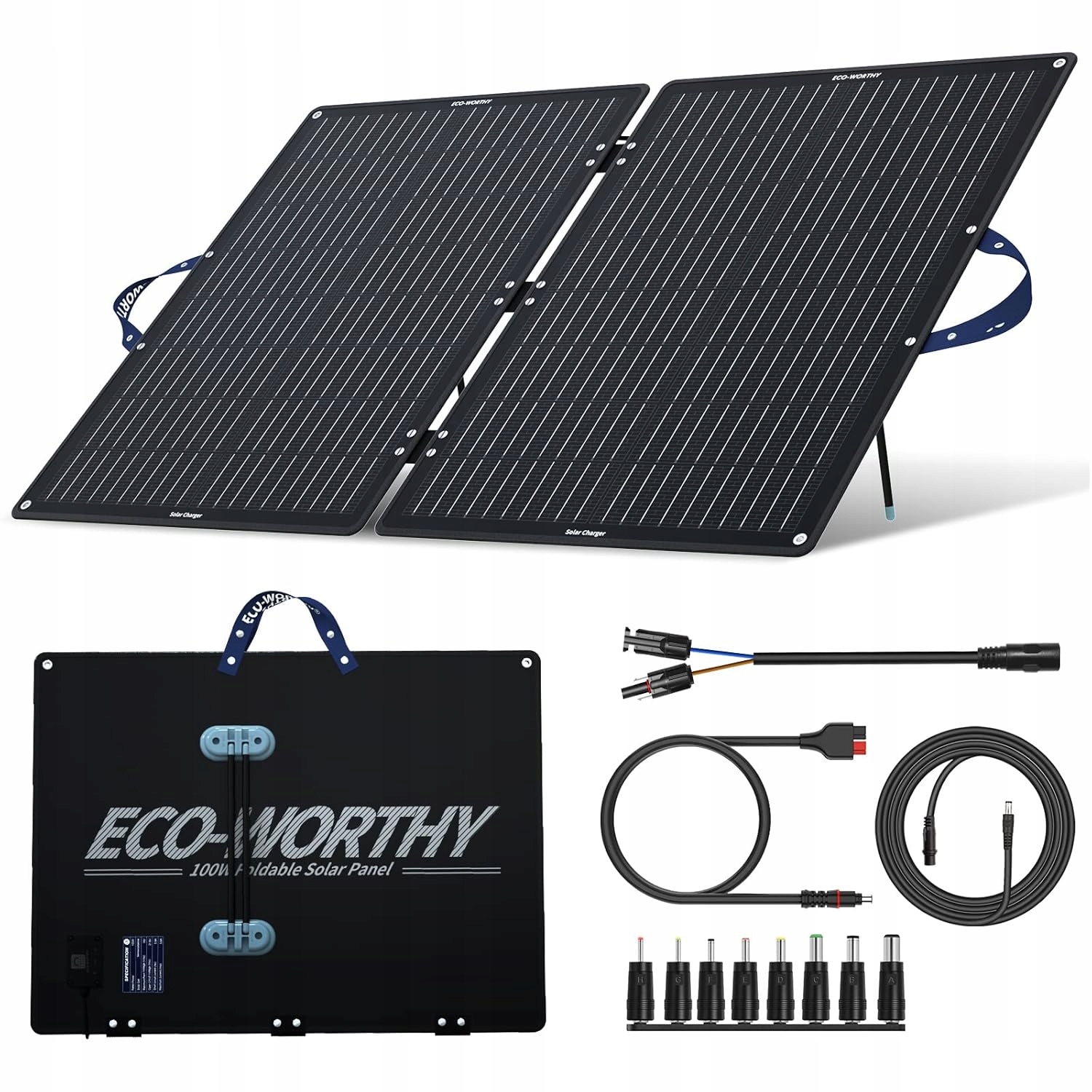 Eco-worthy Skladací solárny panel 100 W s adaptérom a držiakom na karavan