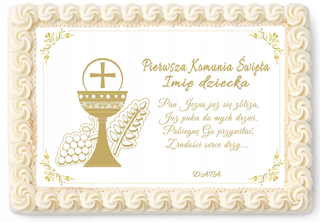 K Prvnímu Svatému Přijímání dort na dort Obdélníkový Svaté Přijímání Vánoce Jméno Datum A4