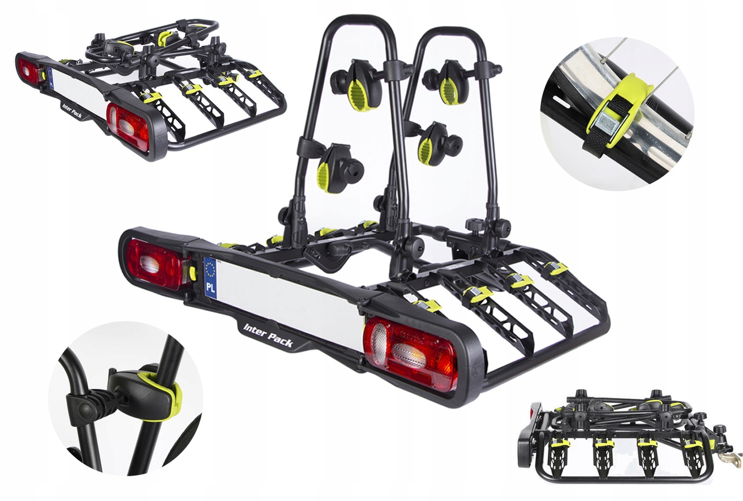 Inter Pack Quattro bagażnik platforma na hak holowniczy 13-pin 4 rower 60kg