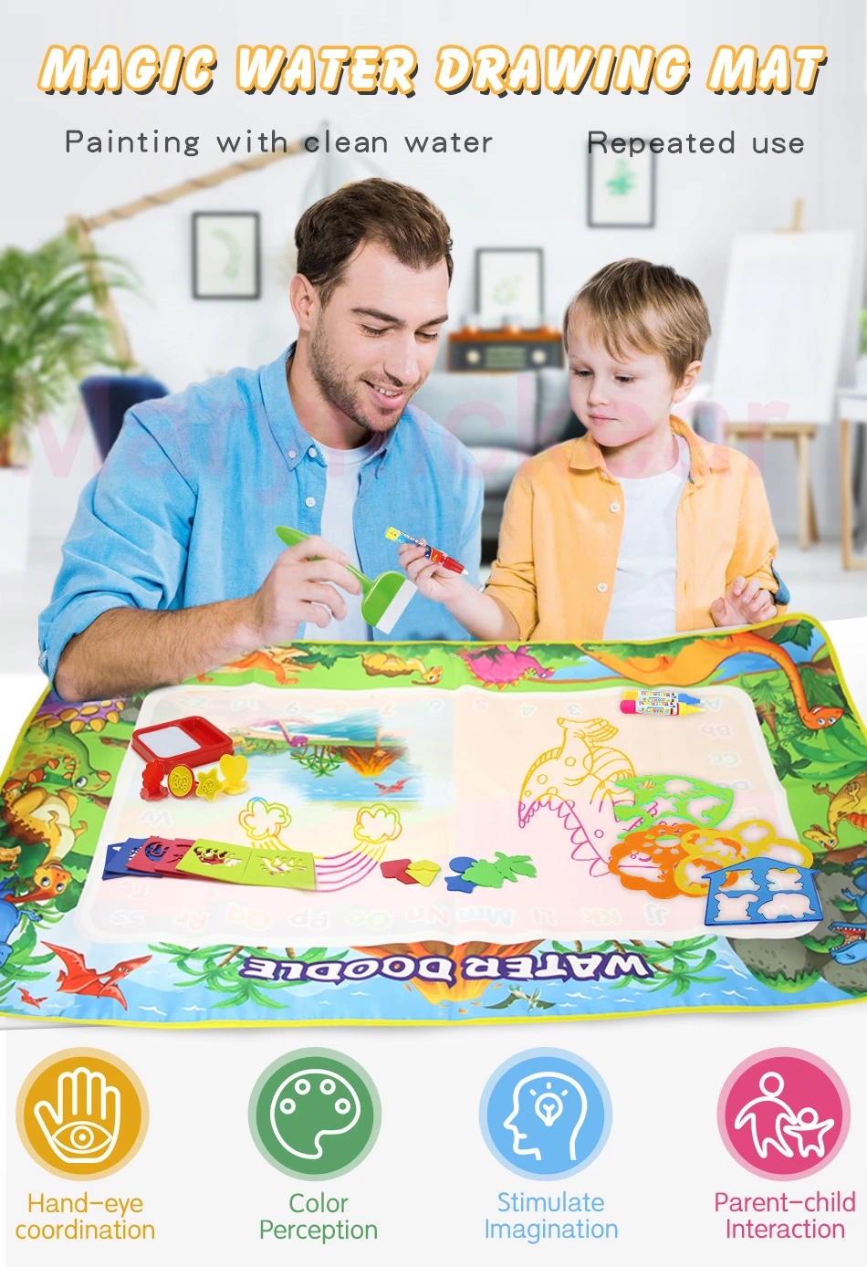 Kids Water Doodle Mat Dinosaur Style Drawing Mat Educational Toys Coloring Marka inna