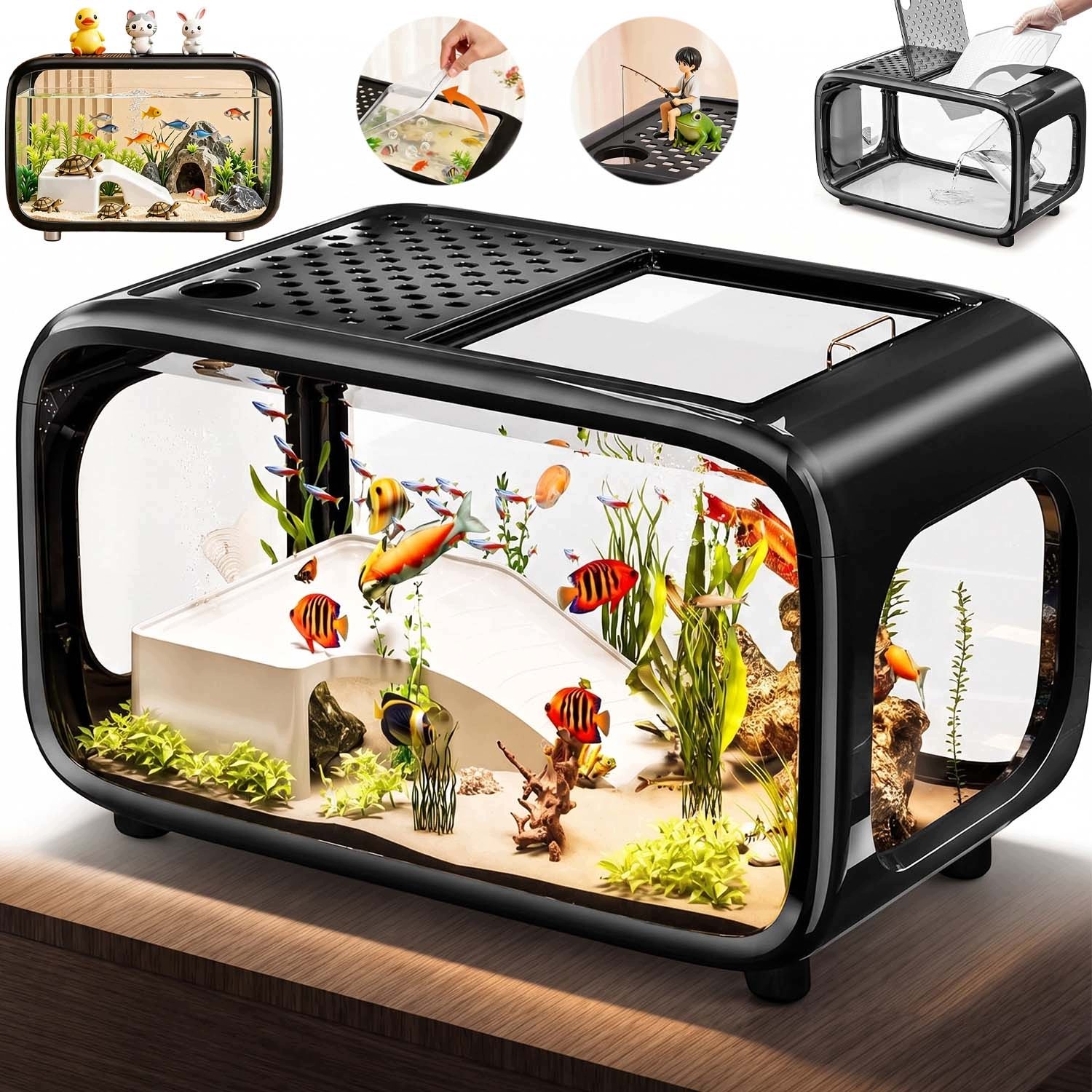 Turtle Tank S Průhledným Oknem Pro Snadné Krmení V Ordinaci
