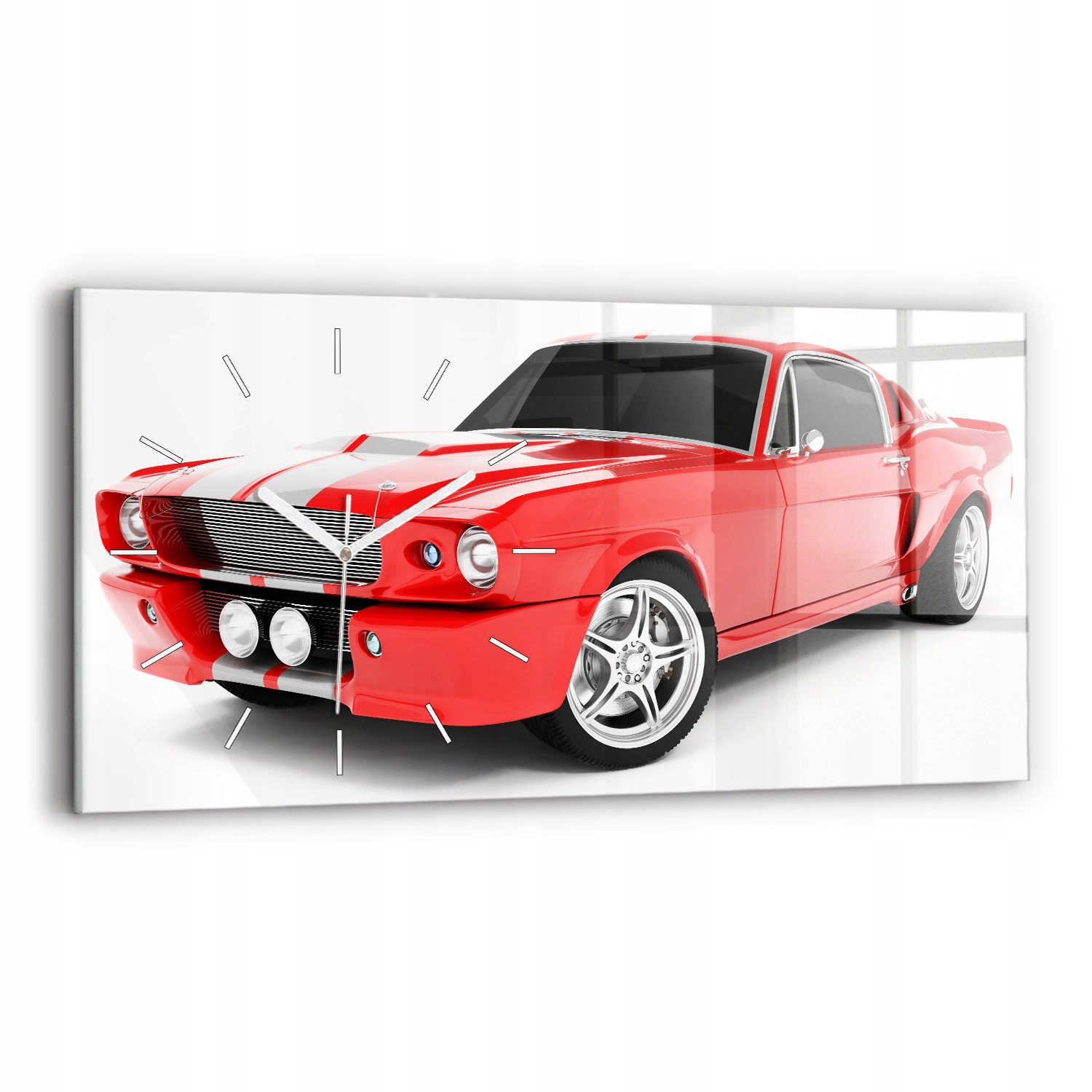 Moderní skleněné hodiny s nástěnnou grafikou 60 cm x 30 cm Sportovní auto