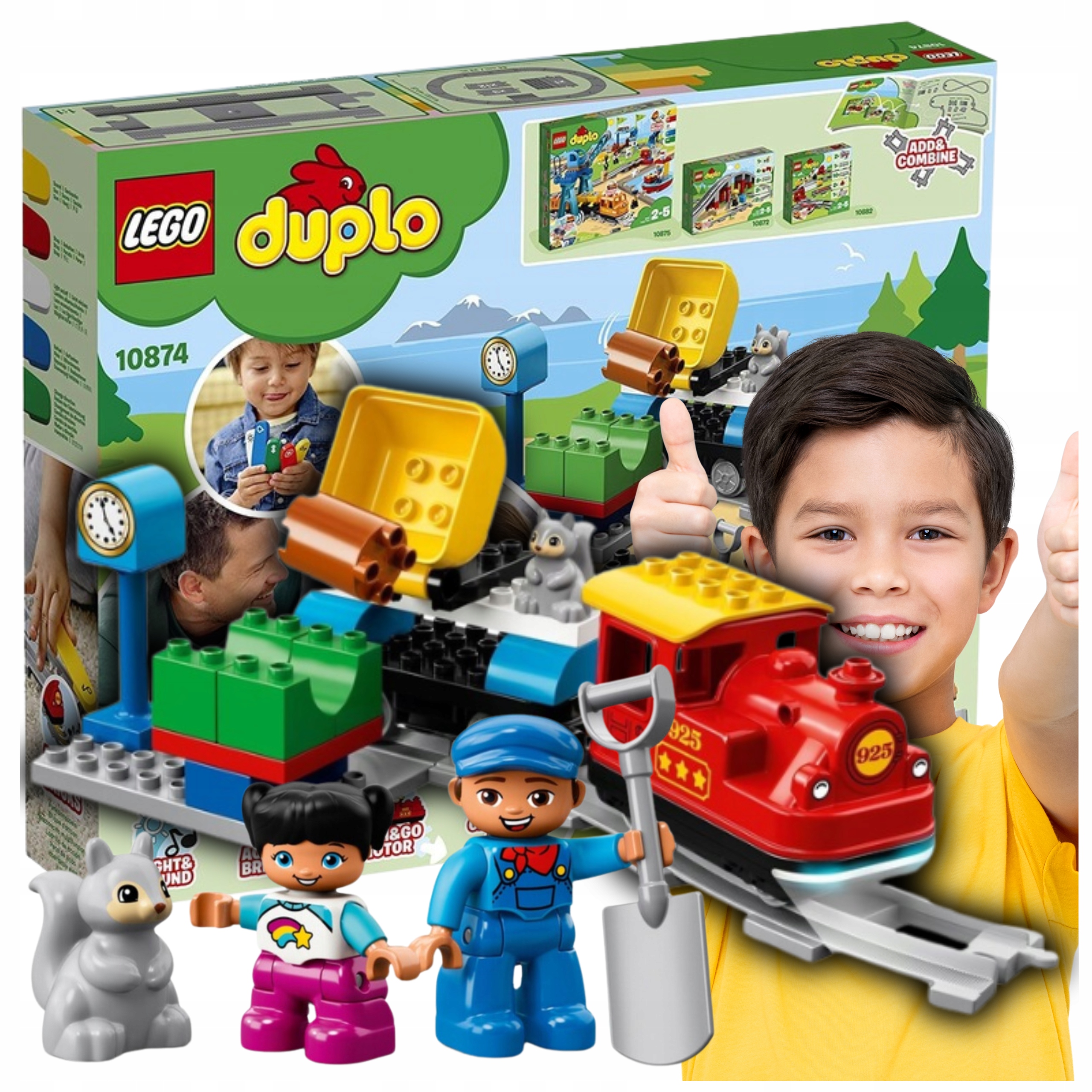 LEGO DUPLO KOLEJKA POCIĄG CIUCHCIA TORY STACJA LOKOMOTYWA ZESTAW KLOCKÓW