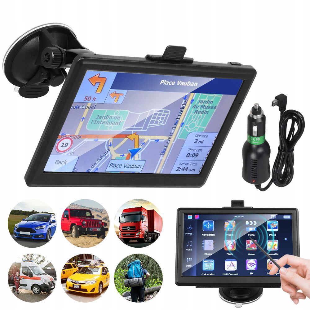 Nawigacja samochodowa Gps dla Ciężarówek Truck 7"Cali Ekran 8GB